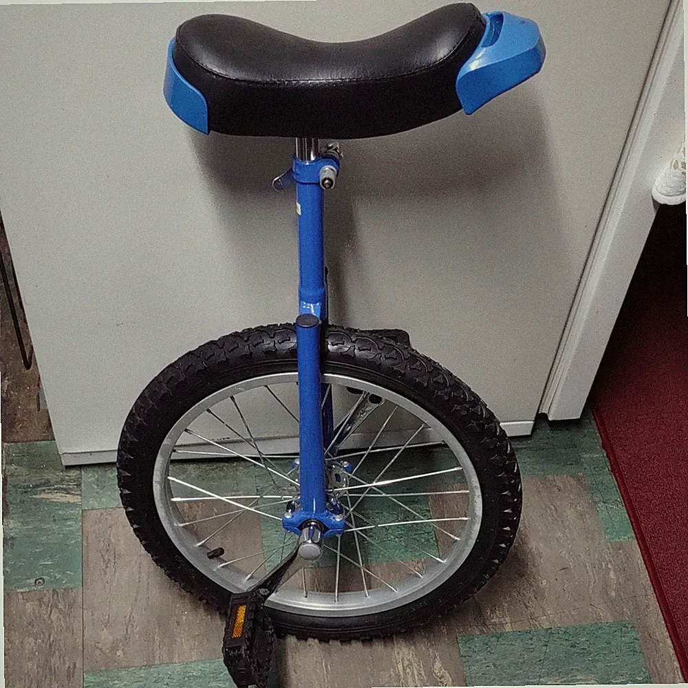 Blue and Black Unicycle with AV VIDA Tire, Durable Design, Single Wheel Bicycle