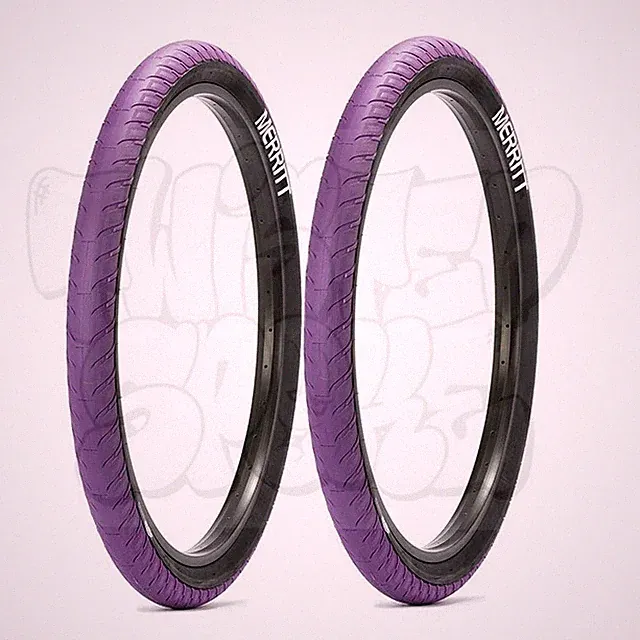 PAIR Merritt Option BMX Wheelie Bike Tires w/ Swerve Wall 26 x 2.5 Purple